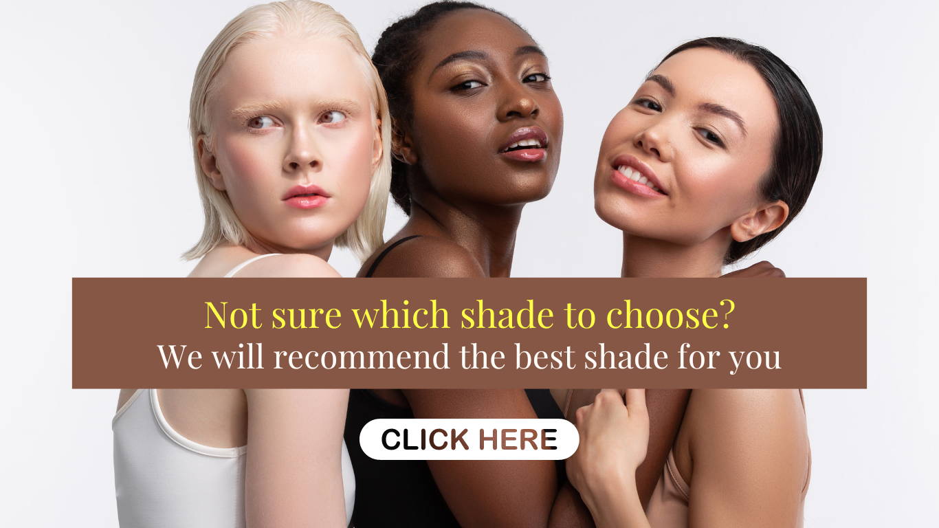 Not sure which shade to choose? We will recommend the best shade for you. Image is of three women