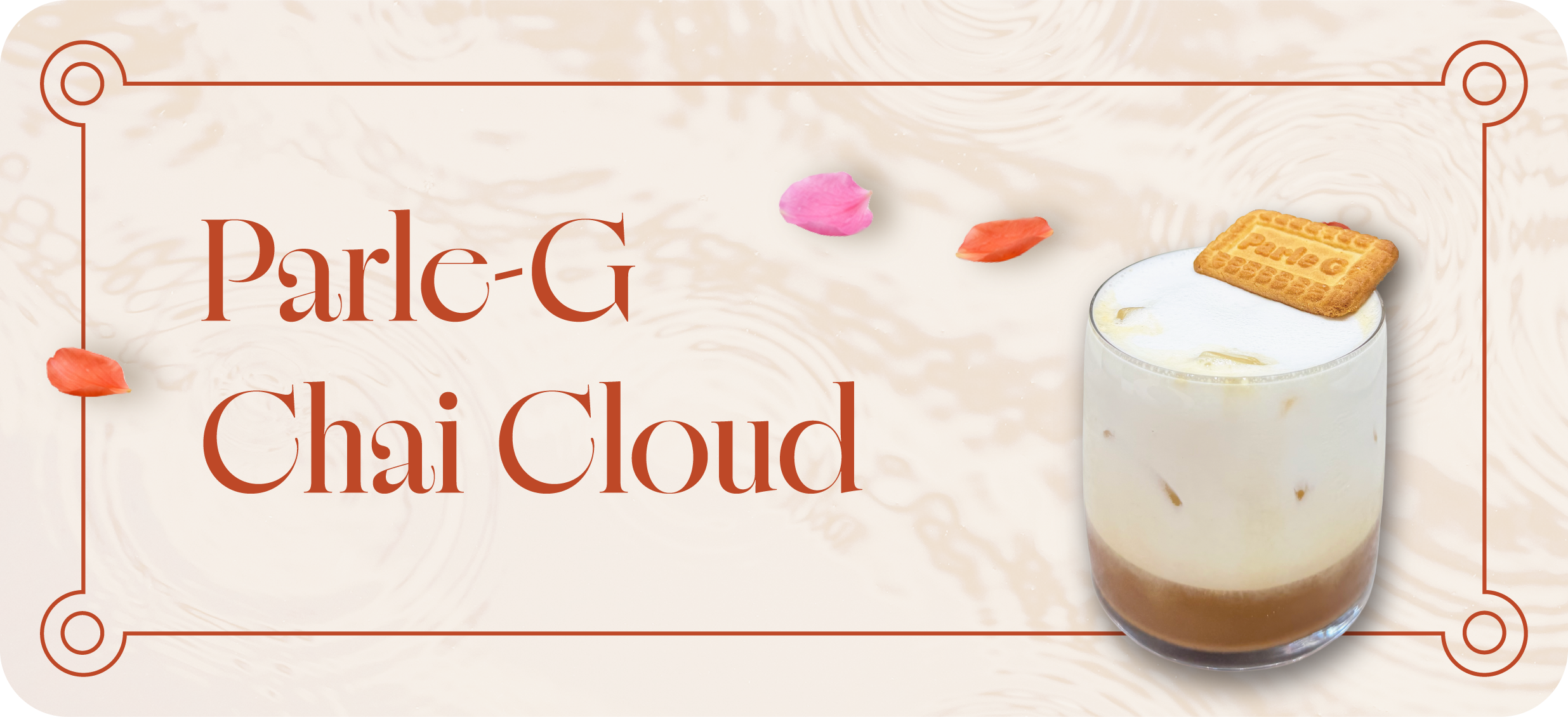 Parle-G Chai Cloud with a biscuit on top of a glass.