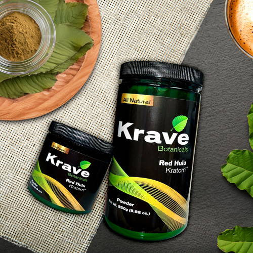 Krave Kratom Powder Red Hulu 60 and 250 Grams