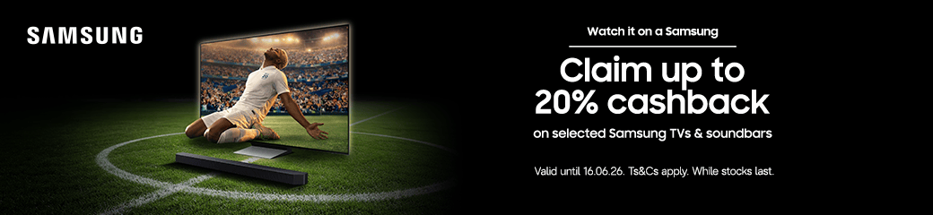 Samsung promotion for 20% cashback on selected TVs and soundbars