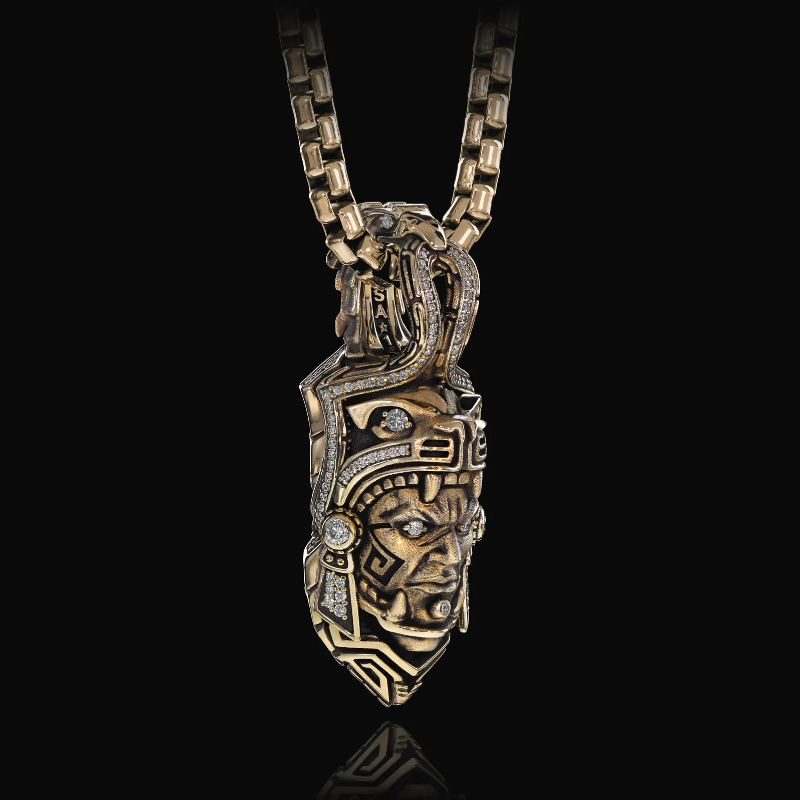 The 14K Jawbone Collection Ocelotl Pendant with Diamonds