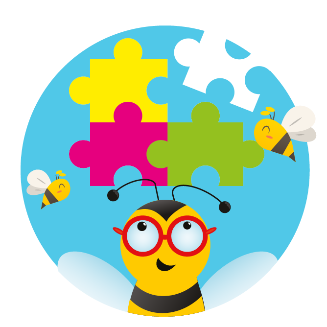 A subject leader teacher bee looking at a jigsaw puzzle