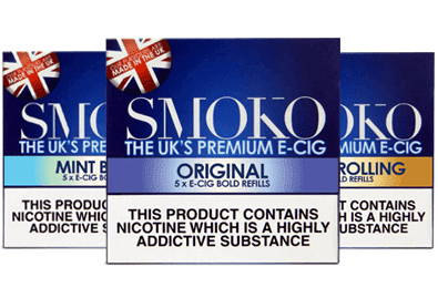 SMOKO Recargas de cigarrillos electrónicos con líquidos electrónicos hechos en el Reino Unido