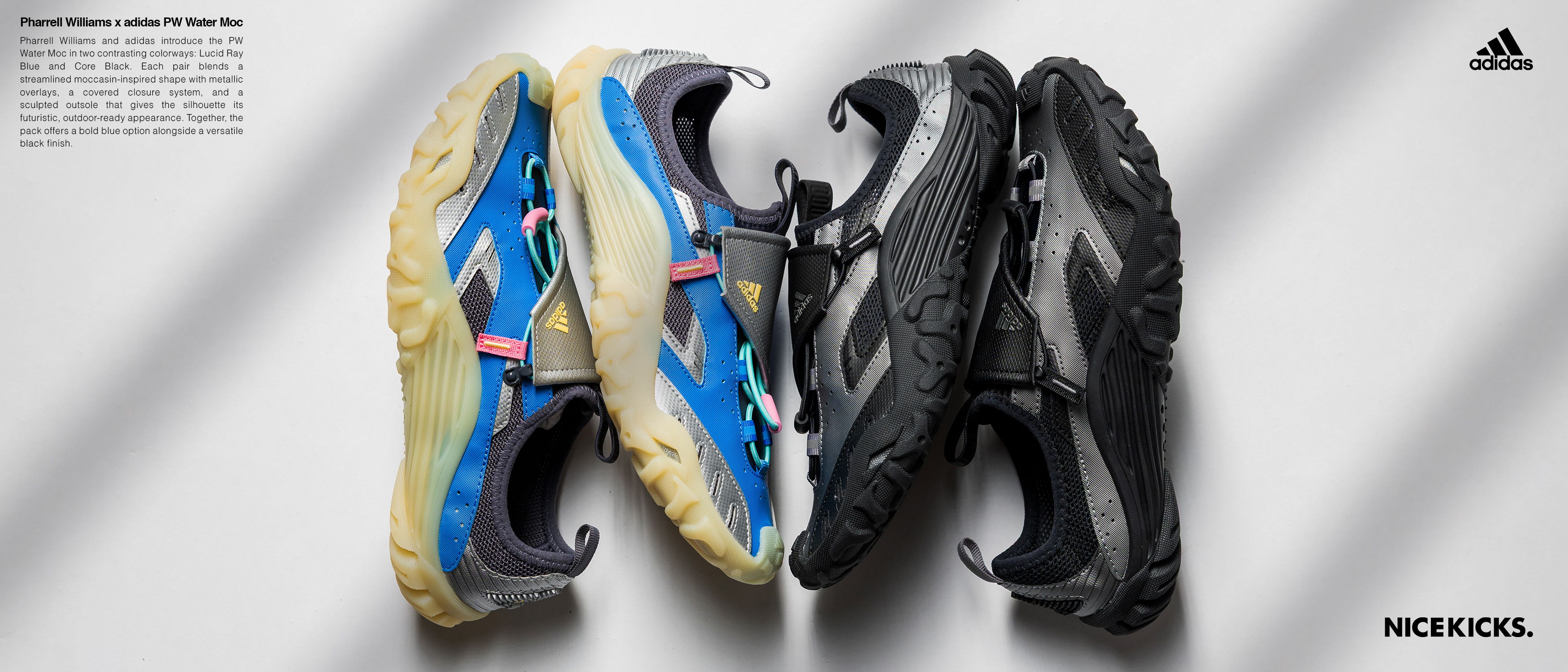 A pair of athletic shoes in blue and black colors.
