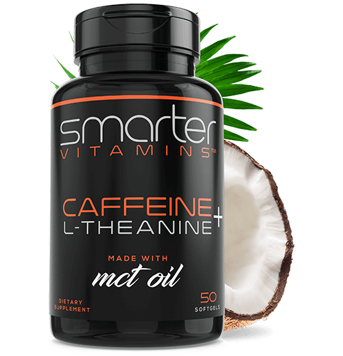 Bottle of Caffeine plus L-Theanine, made with MCT oil.