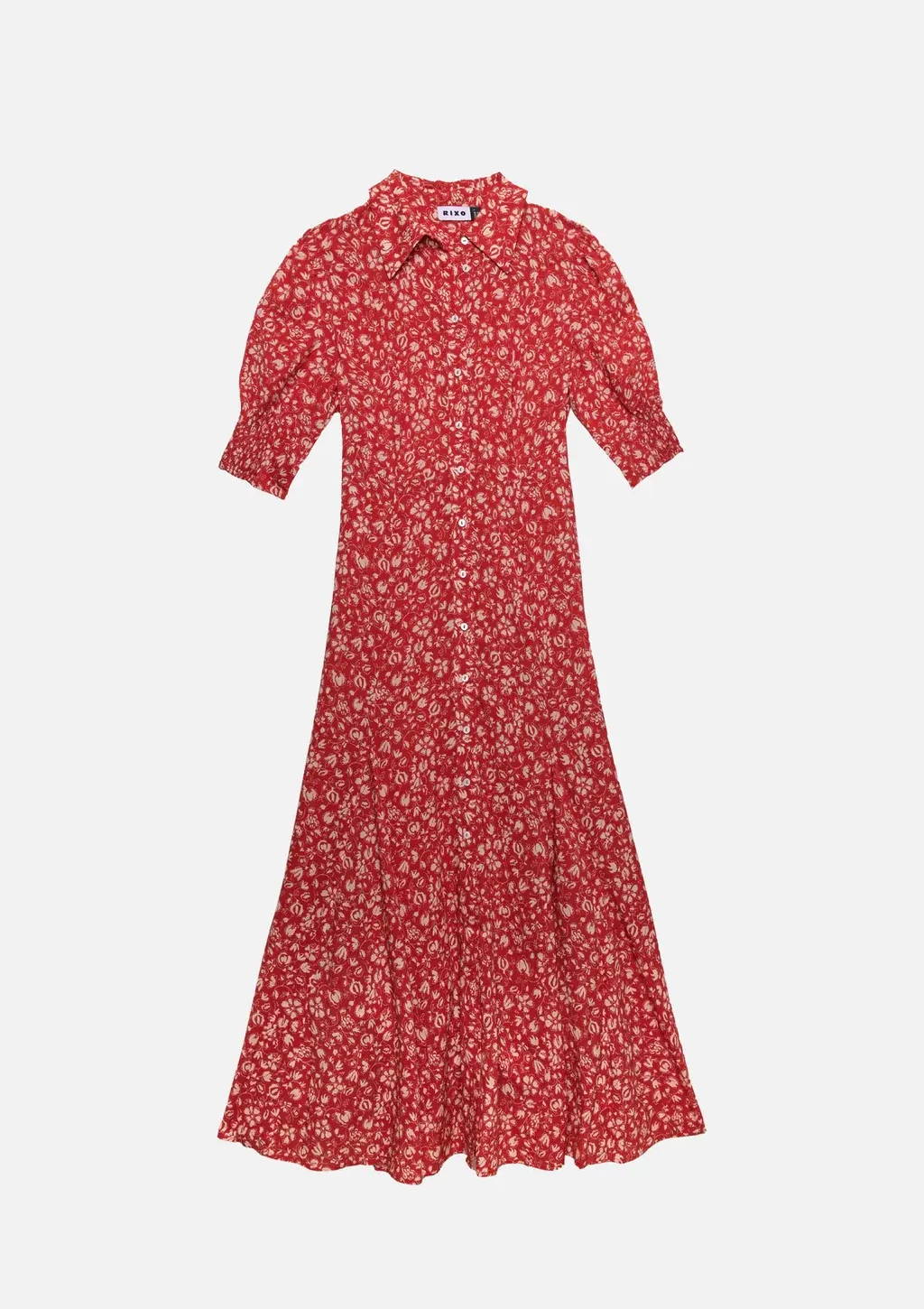Rixo Bloom Dress in Amelie Floral Red.