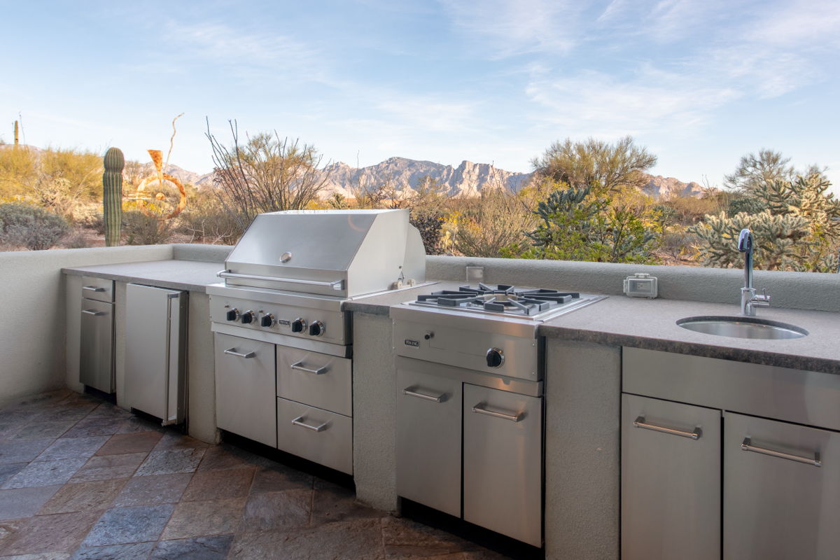 Luxury outdoor kitchen on desert patio.