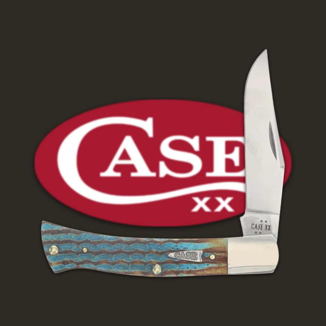 A folding knife with a patterned handle and a shiny blade.
