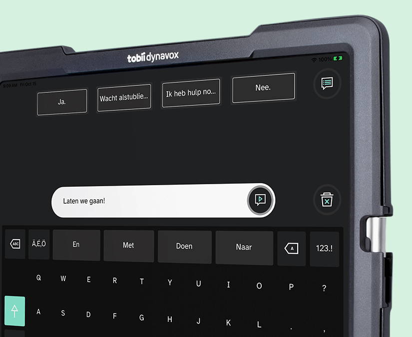 Tobii Dynavox TD voorzien van de TD Talk app. 
