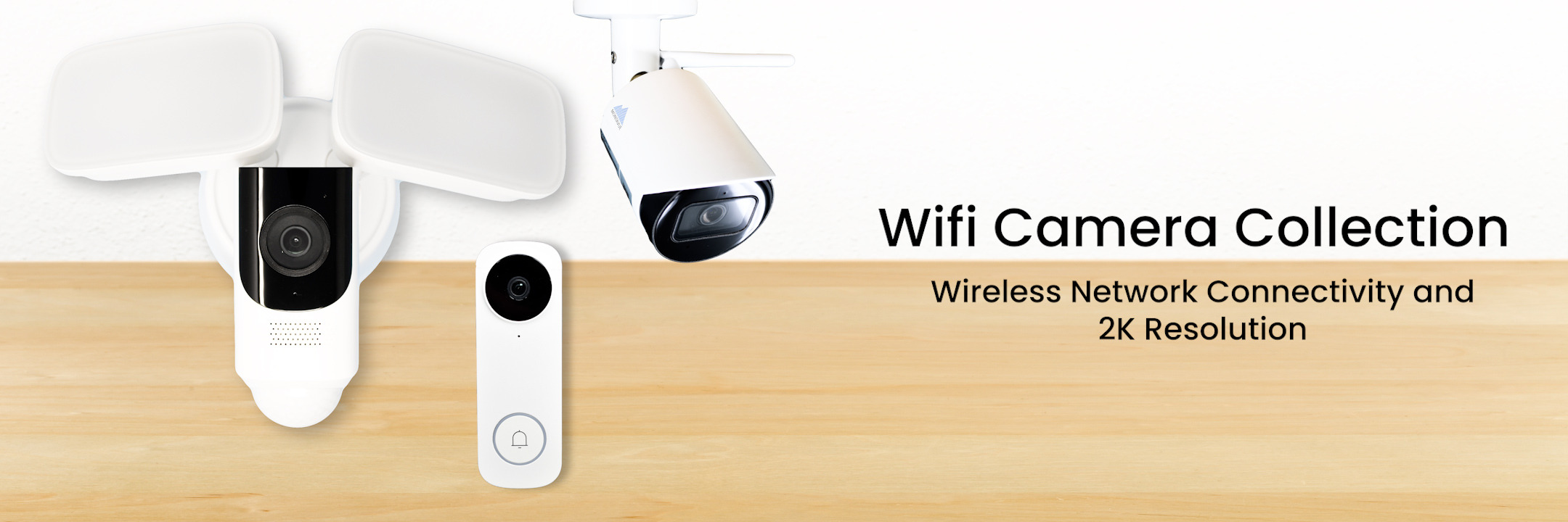 Wifi camera series with doorbell, floodlight, and bullet security cameras