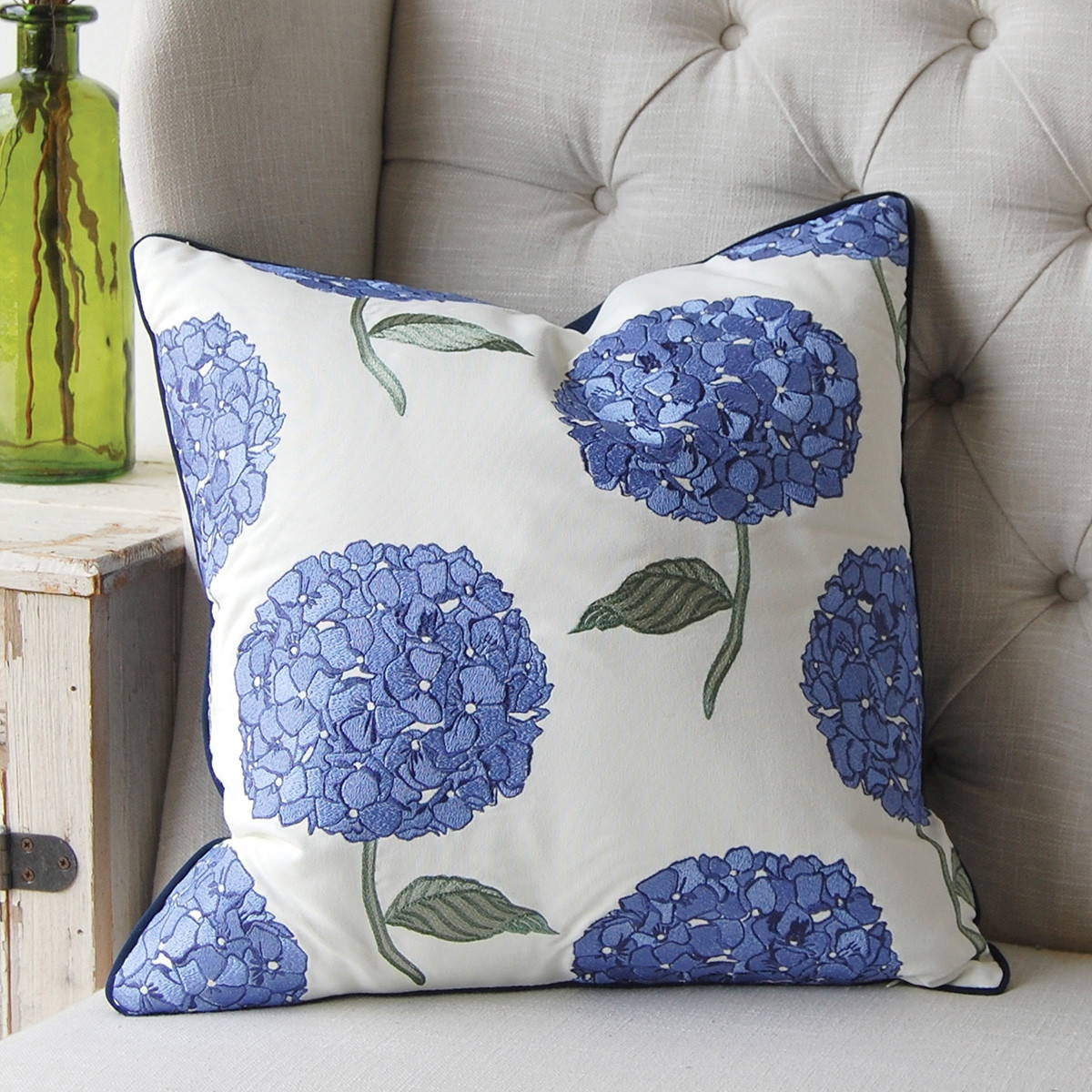 Blue Hydrangea Indoor/Outdoor Pillow