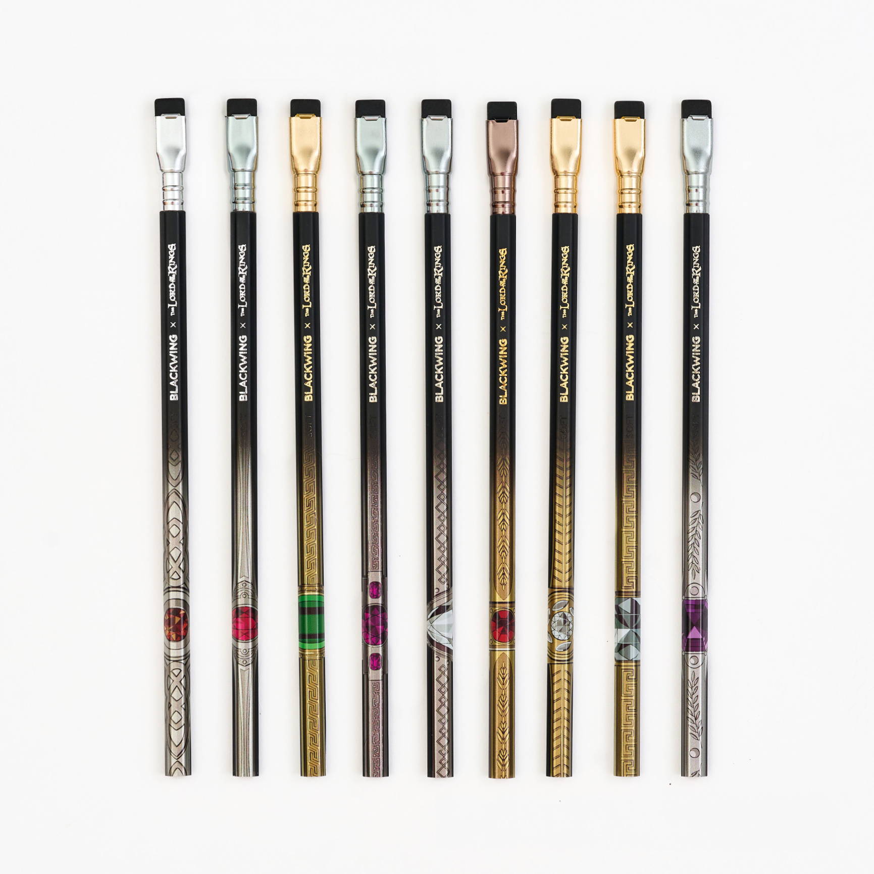 Blackwing x The Lord of the Rings pencils arranged on a white background