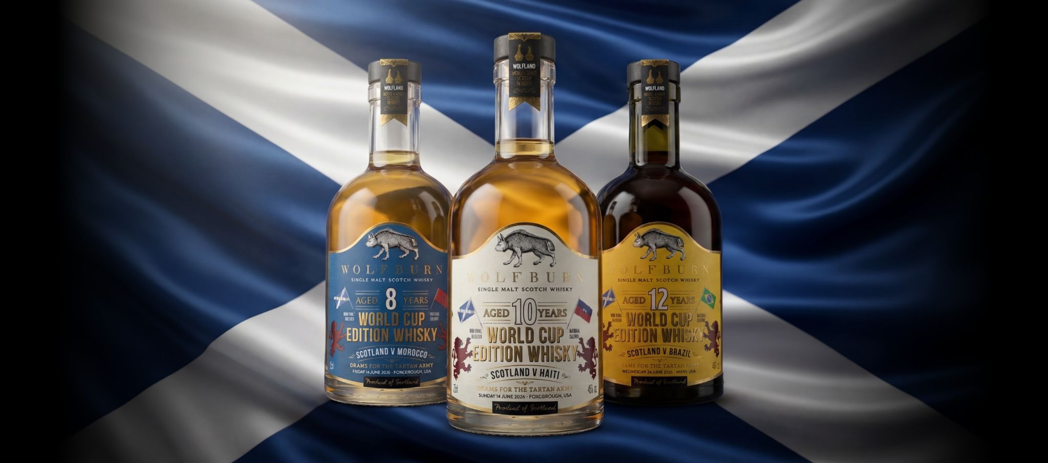 Three Limited edition bottles of single malt whisky for the FIFA World Cup