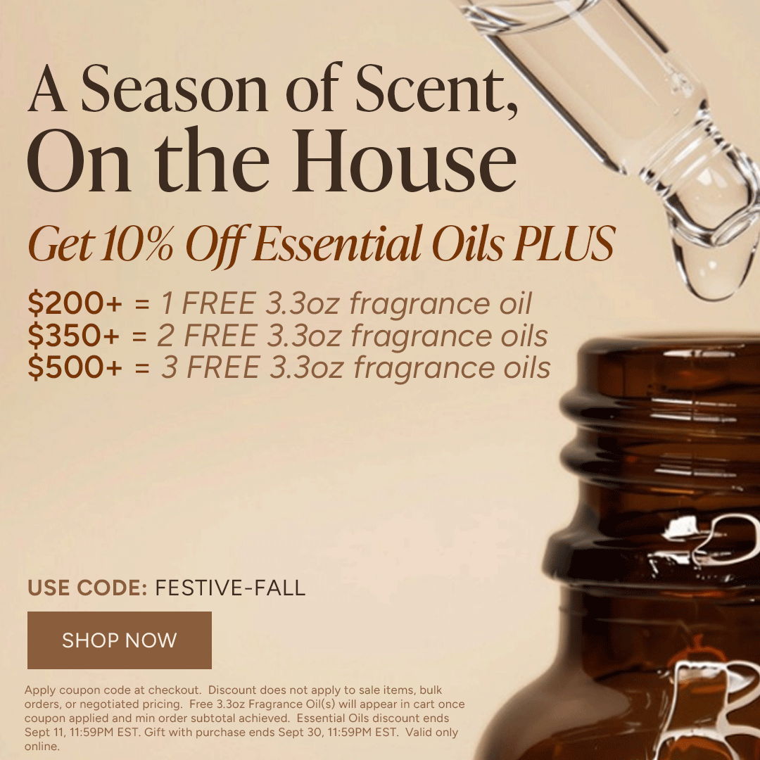 Promotional image for essential oils discount and offers.