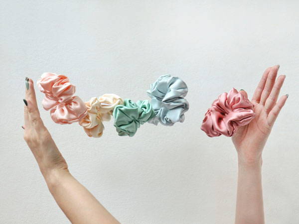 silk scrunchies in different colours