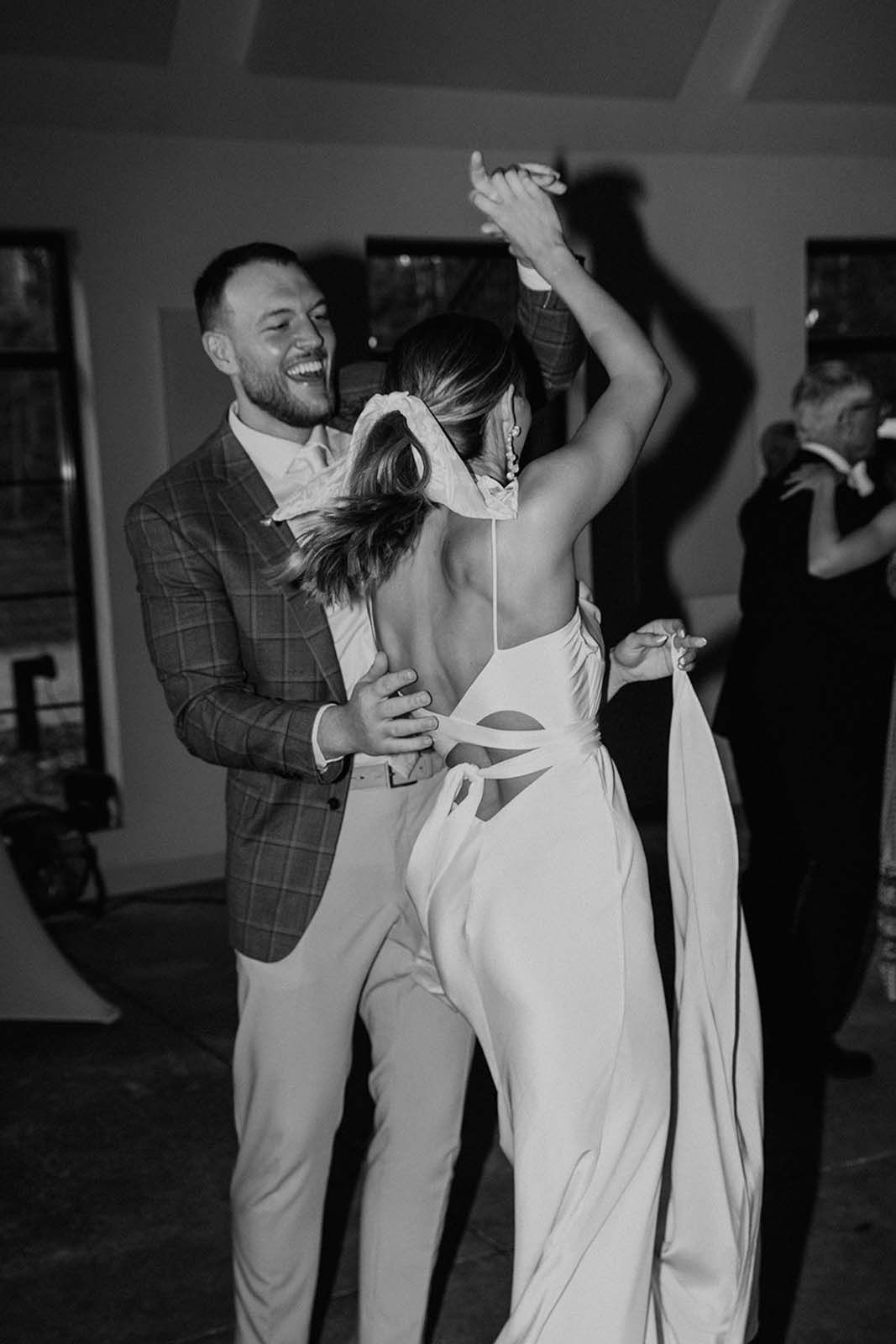 Bride and groom, dancing the night away
