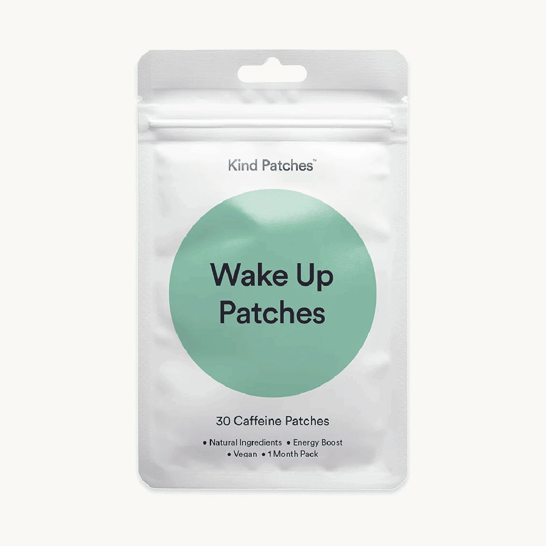 Wake Up Patches caffeine patches in a resealable bag.
