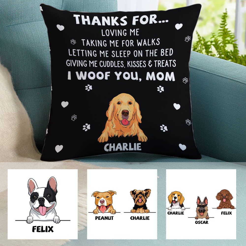 DOG THANKS FOR... - PERSONALIZED CUSTOM LINEN PILLOW
