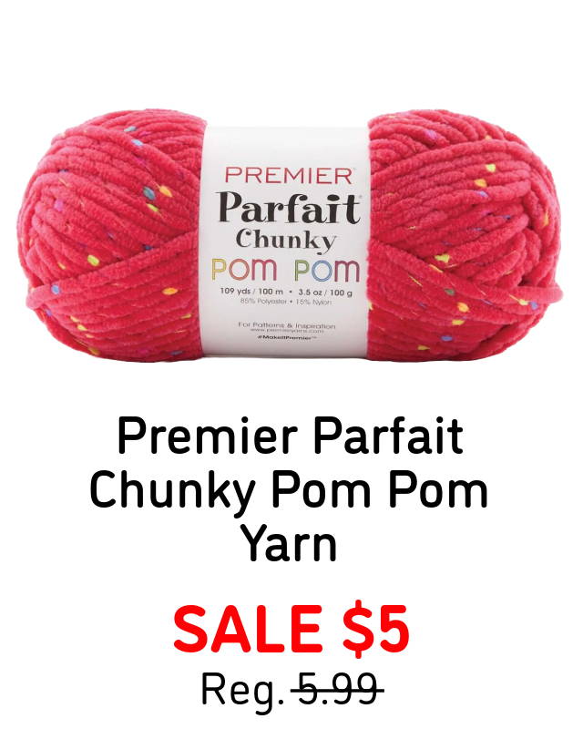 Premier Parfait Chunky Pom Pom Yarn (shown in image),