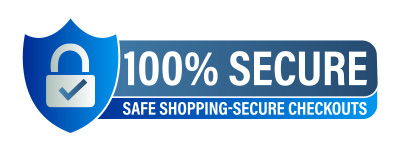 100% Secure: Safe shopping and secure checkouts badge.