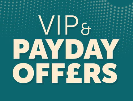 Text promoting VIP and payday offers in bold font.