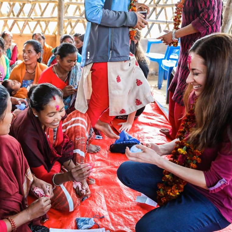 Cherie, co-founder of Saalt, educating women about menstrual cups.