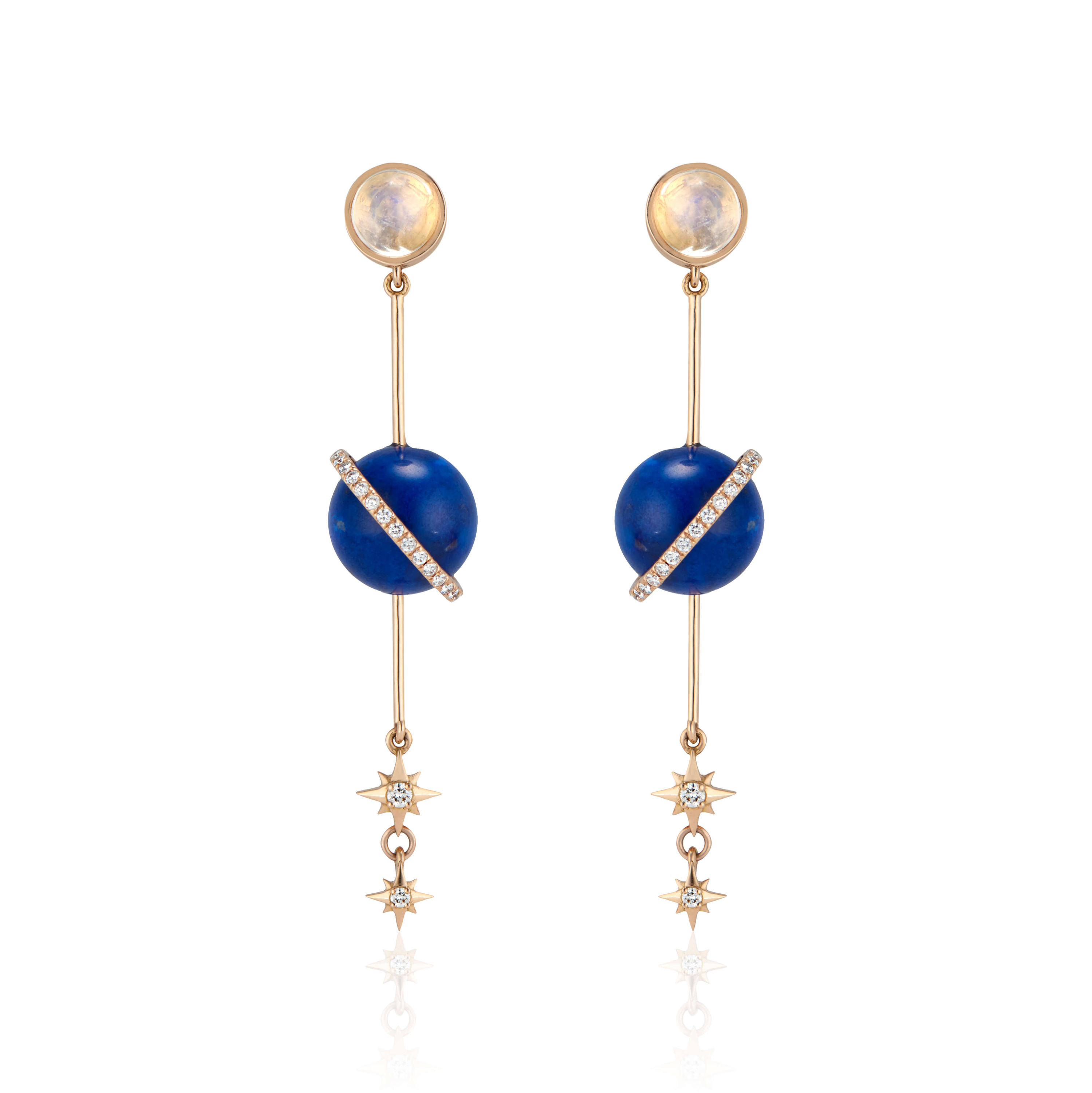 lapis planetary earrings