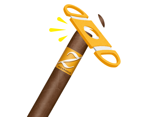 Illustration of how to cut a cigar correctly