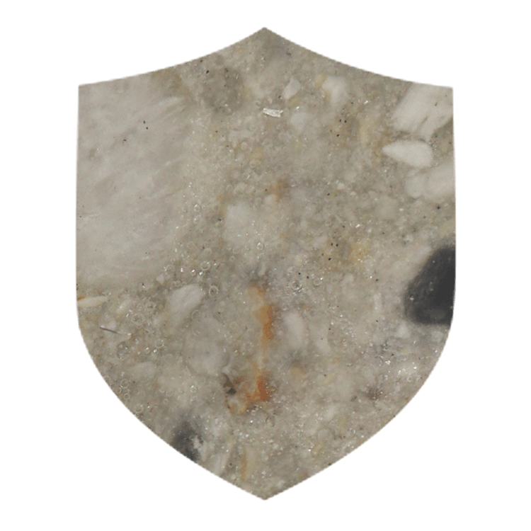 Human ash in the shape of a shield