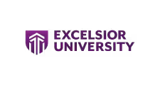 Logo of Excelsior University in purple and white colors.