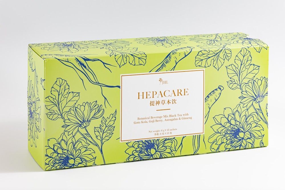 Decorative box of herbal care products with floral design.
