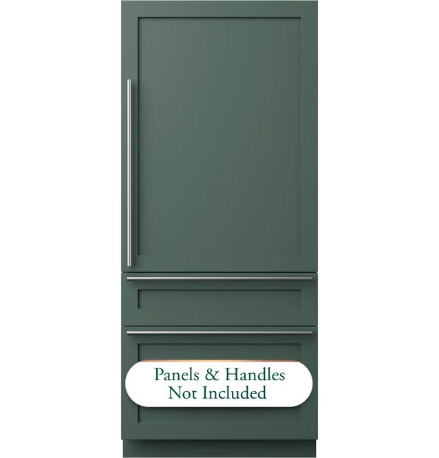 Green refrigerator with text: 