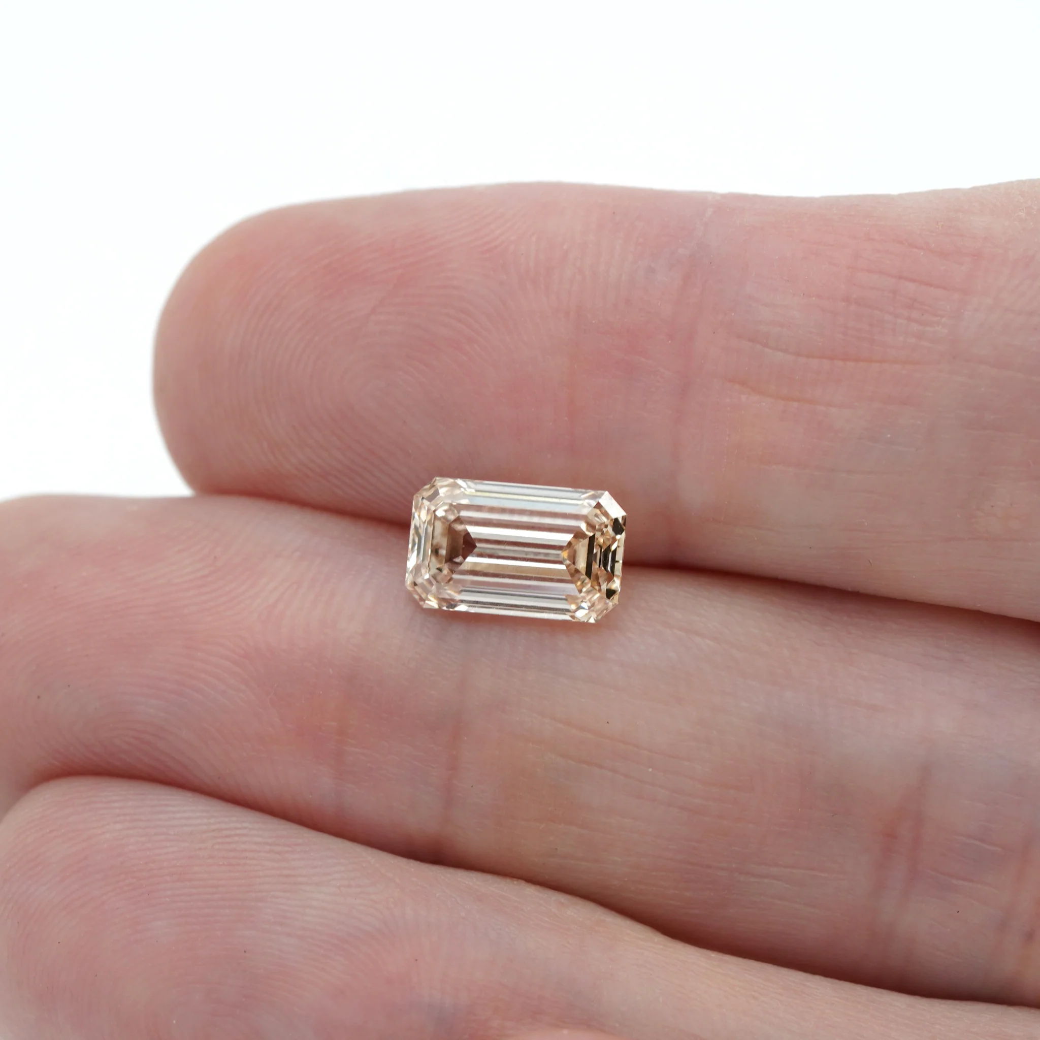 Emerald cut lab grown champagne diamond