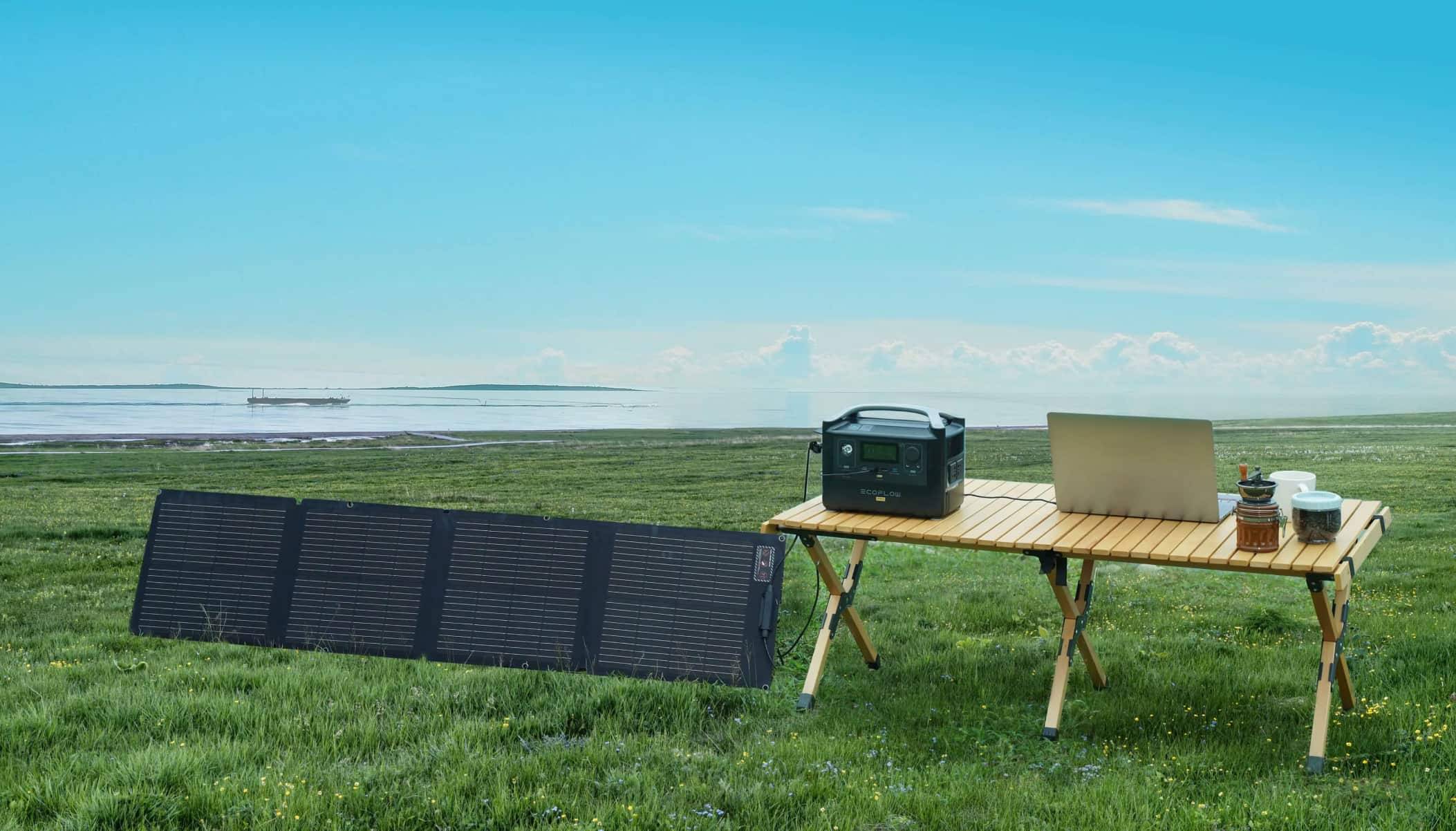 EcoFlow 110W Solar Panel outdoor image with river 2