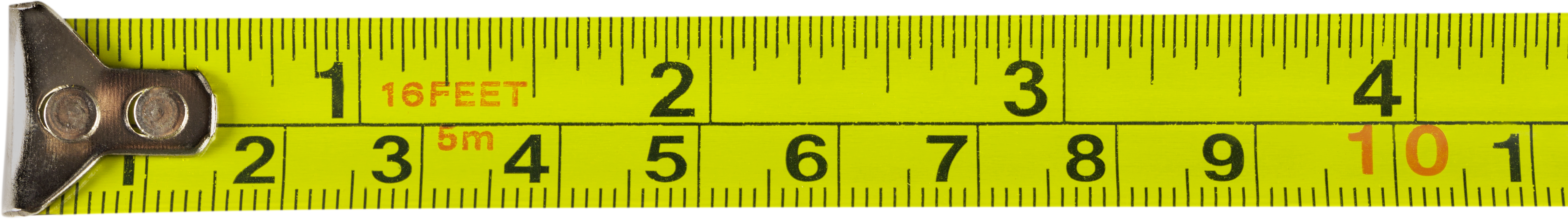A close-up of a yellow measuring tape with inch markings.
