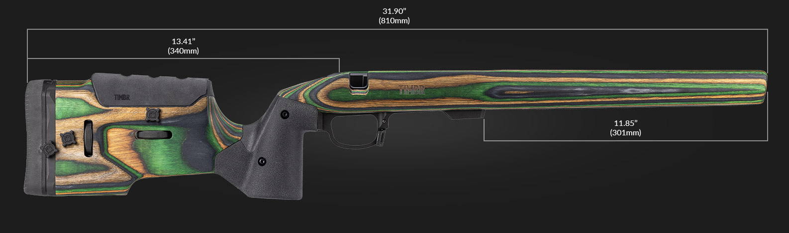 MDT TIMBR Frontier Chassis for Remington 700 Dimensions