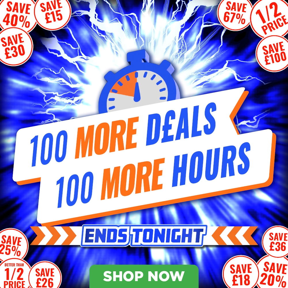 Promotional graphic for deals ending tonight, featuring discounts and a countdown timer.