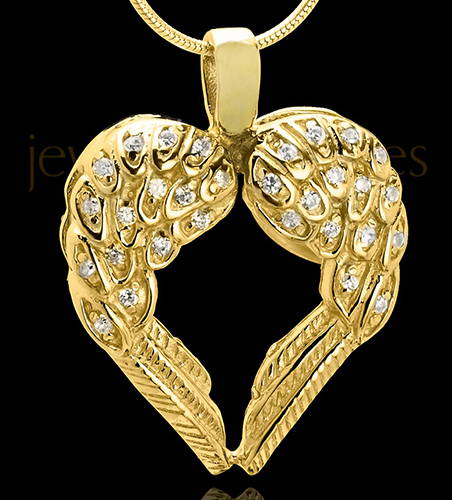 Gold Plated Winged Memories Cremation Jewelry