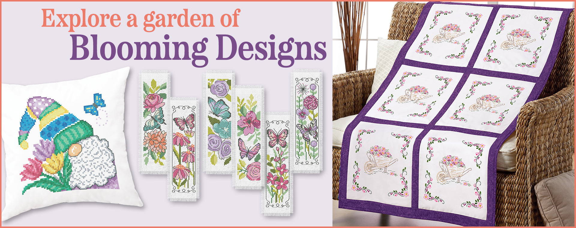 Explore a garden of blooming designs. Image: Featured needlework projects.