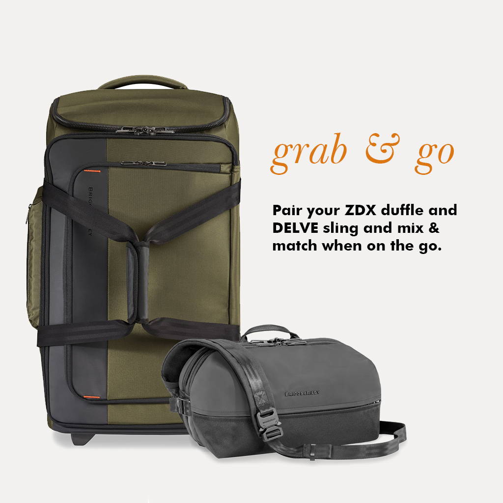 grab & go. Pair your ZDX duffle and DELVE sling and mix  & match  when on the go.