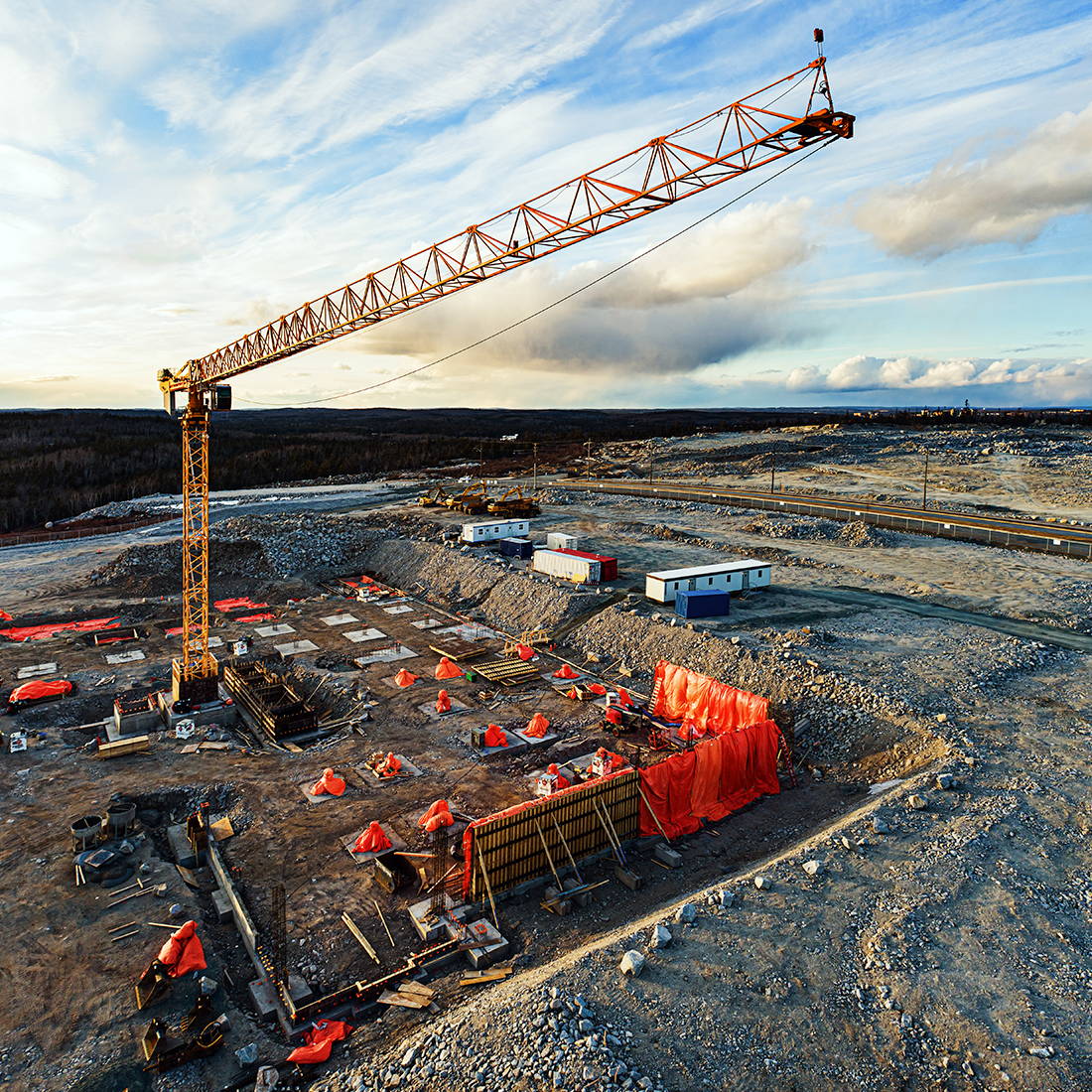 security camera looking at large construction site