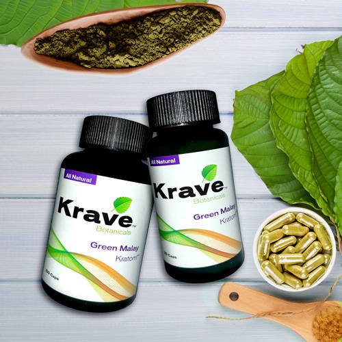 Krave Kratom Green Malay 75 and 150 Capsules