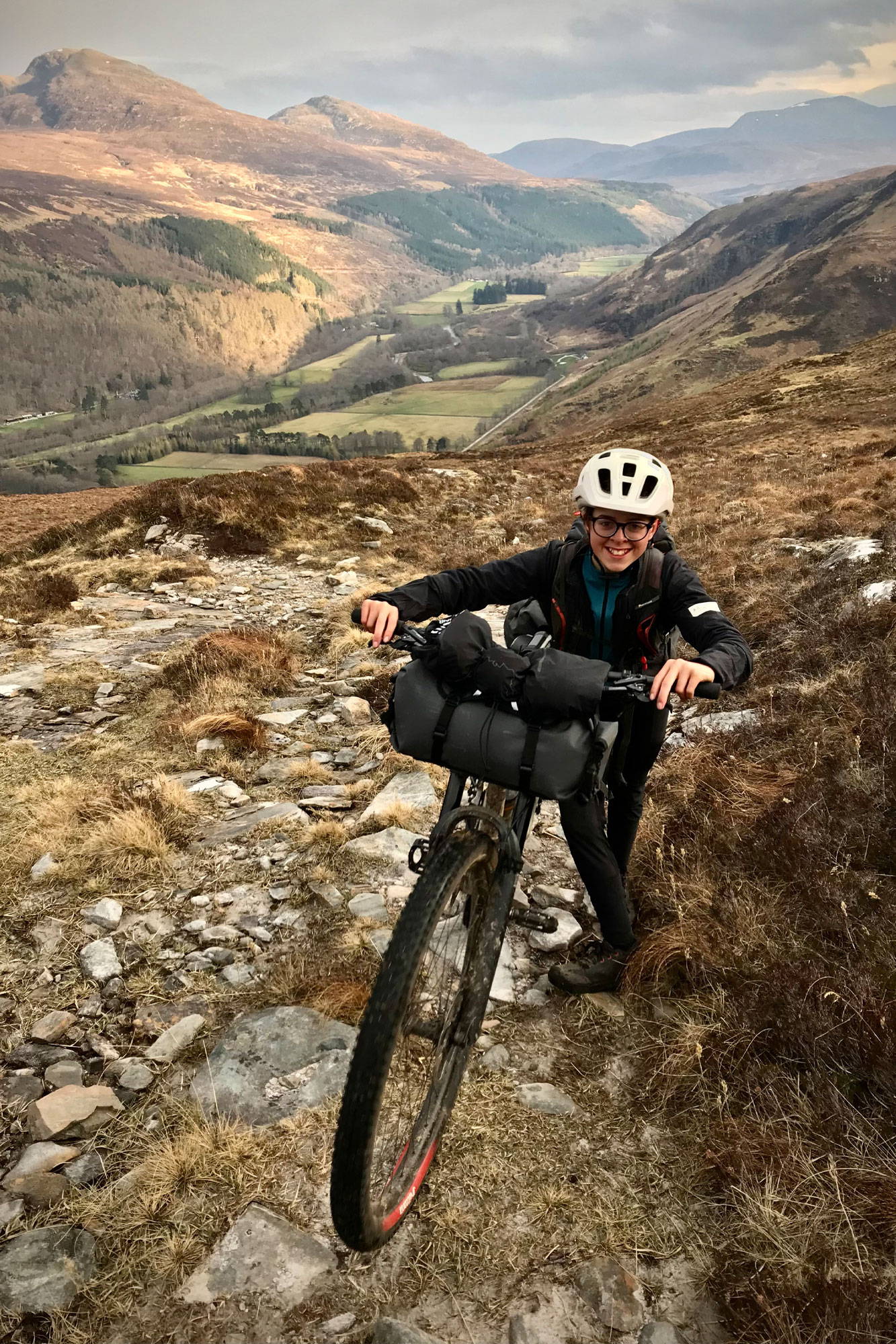 James hiking his bike near Coffin Road