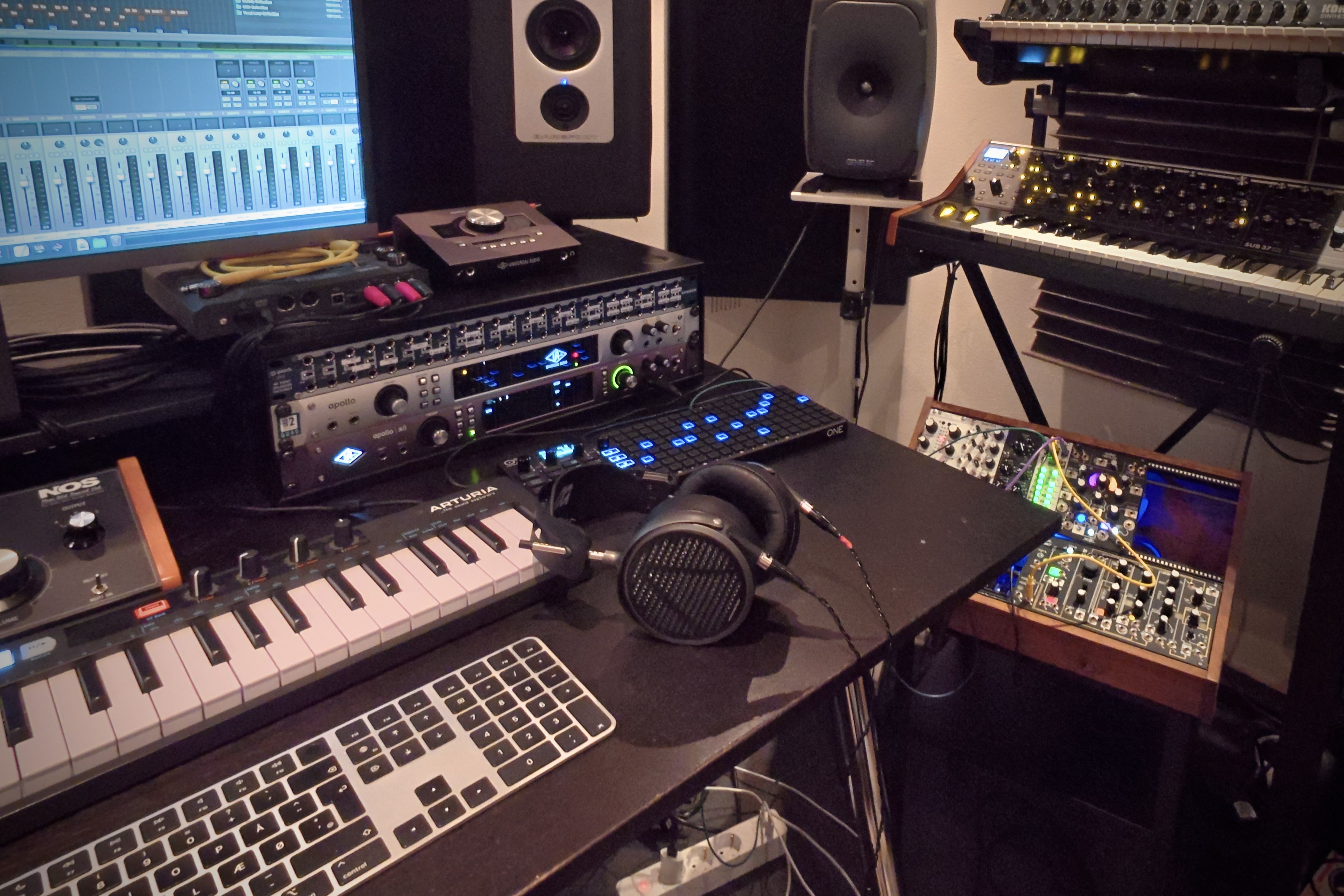Audeze MM-500 headphones in the studio on the table 