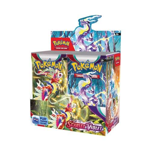Pokemon Scarlet & Violet booster box with multiple packs.