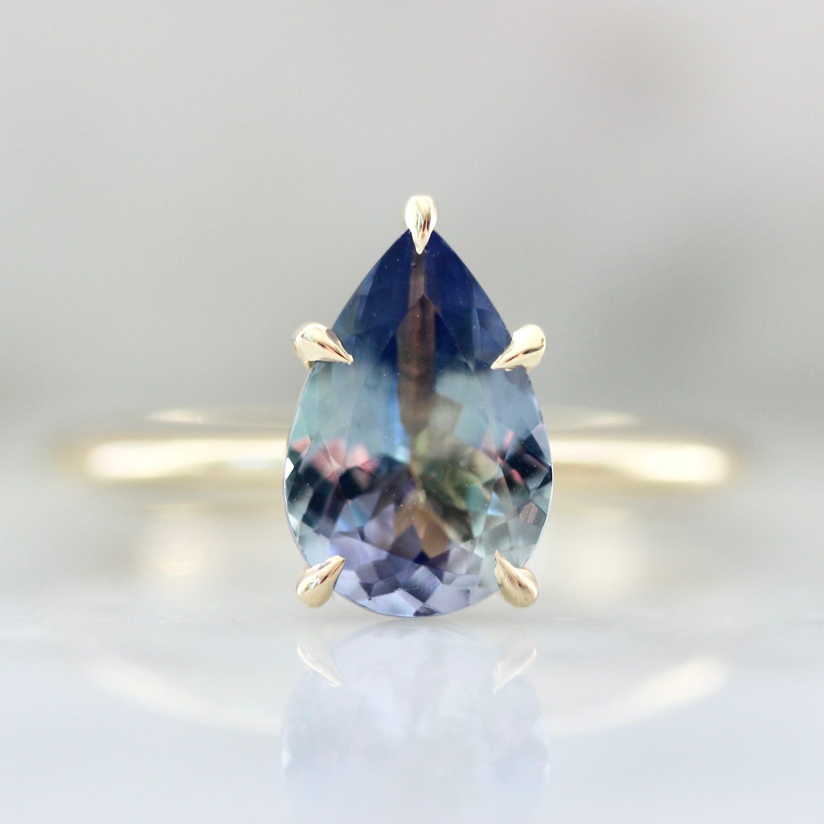 pear cut mermaid tanzanite ring