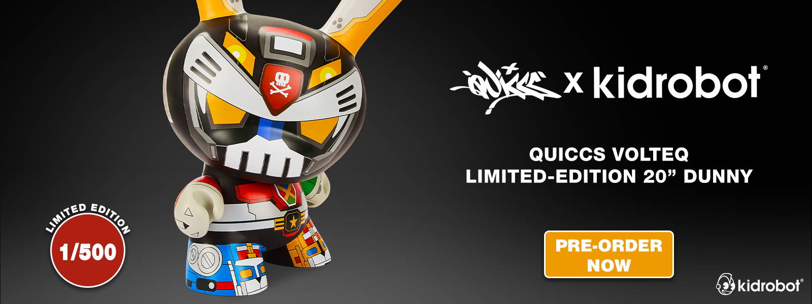 Pre-order the Limited Edition VOLTEQ 20” Dunny Vinyl Art Figure by Quiccs