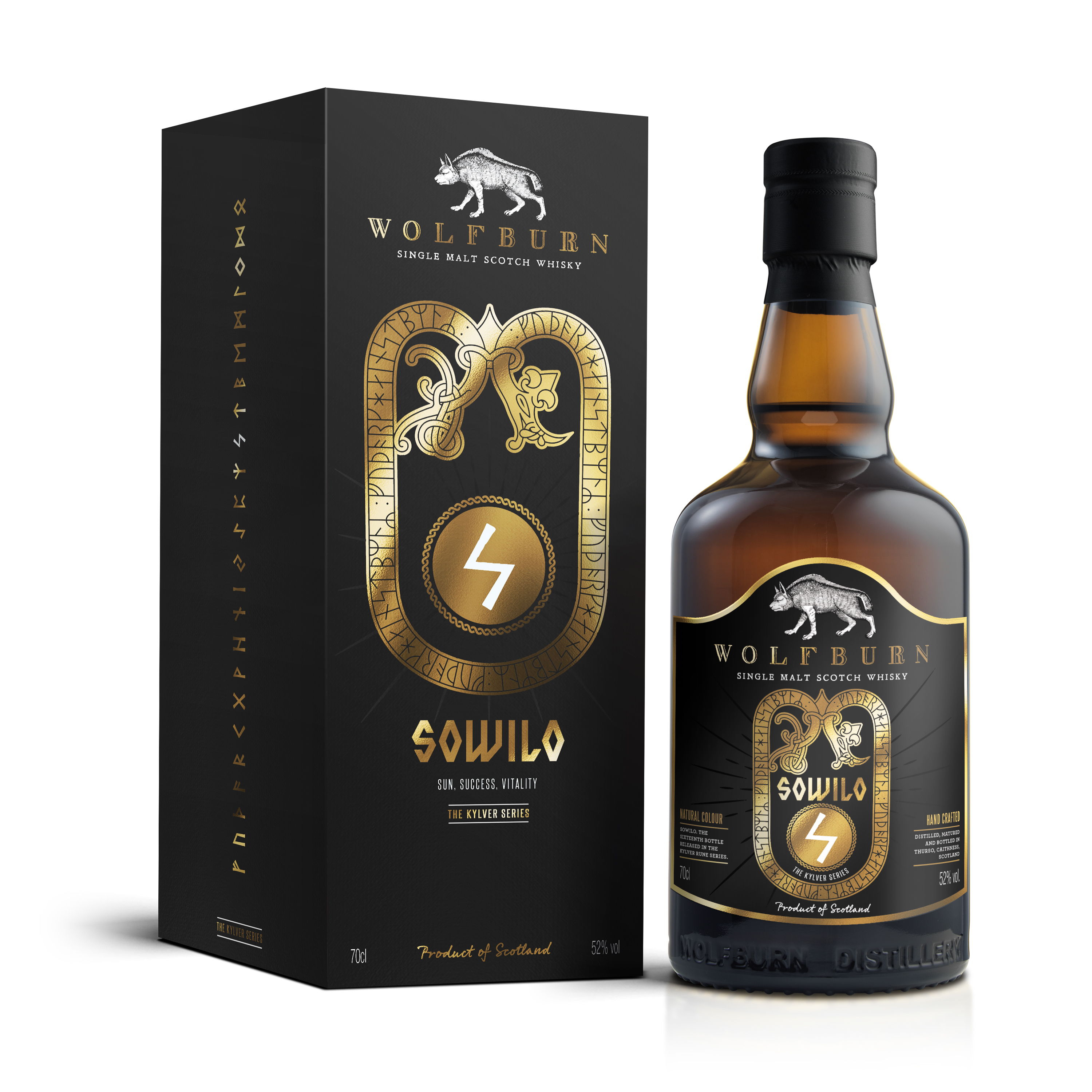 Wolfburn Kylver 16 Single Malt Scotch Whisky on a white background