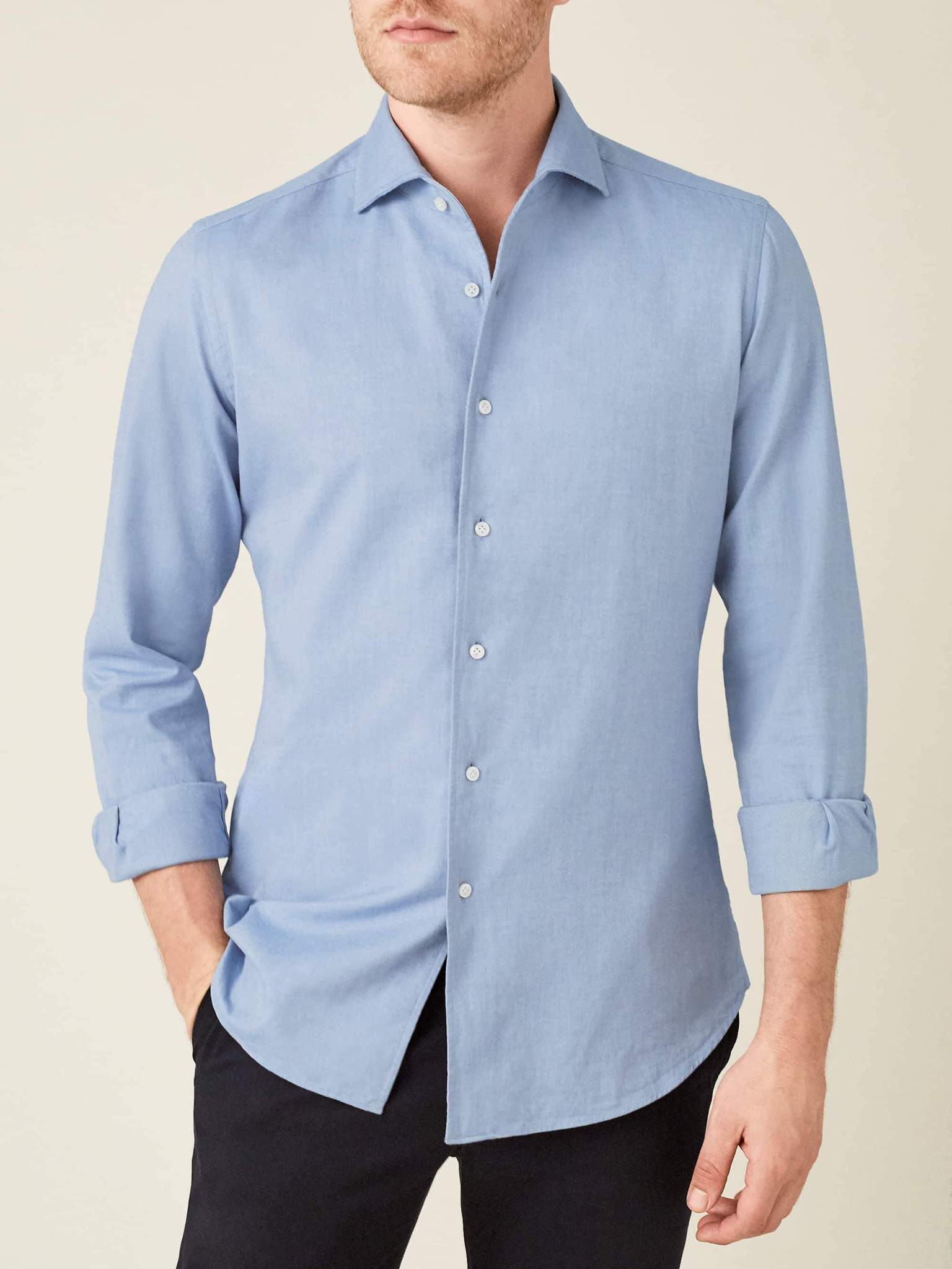 Luca Faloni Light Blue Brushed Cotton Made in Italy
