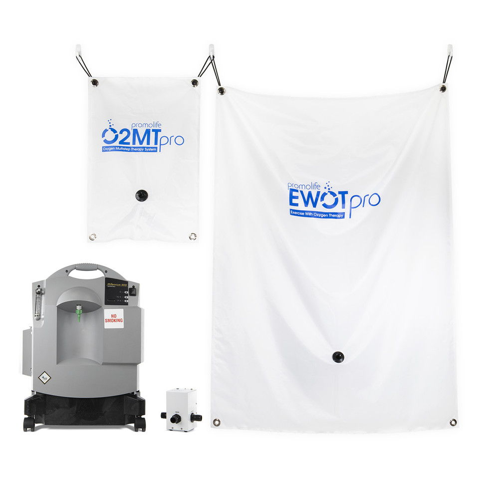 Oxygen therapy equipment with two white panels and a machine.